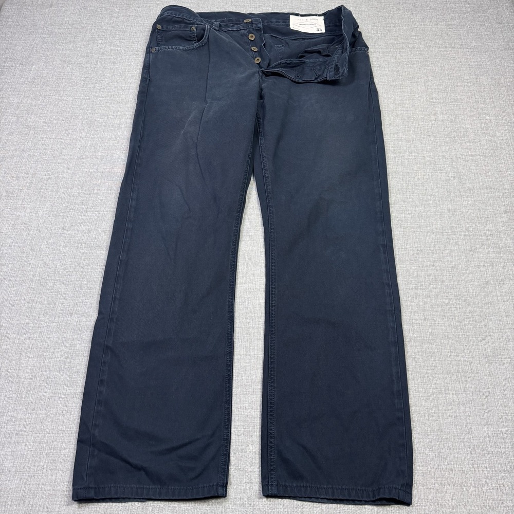 Rag & Bone Pants Mens‎ 33x32 Blue Chino Slim Straight RB 15X Pockets Flat Front